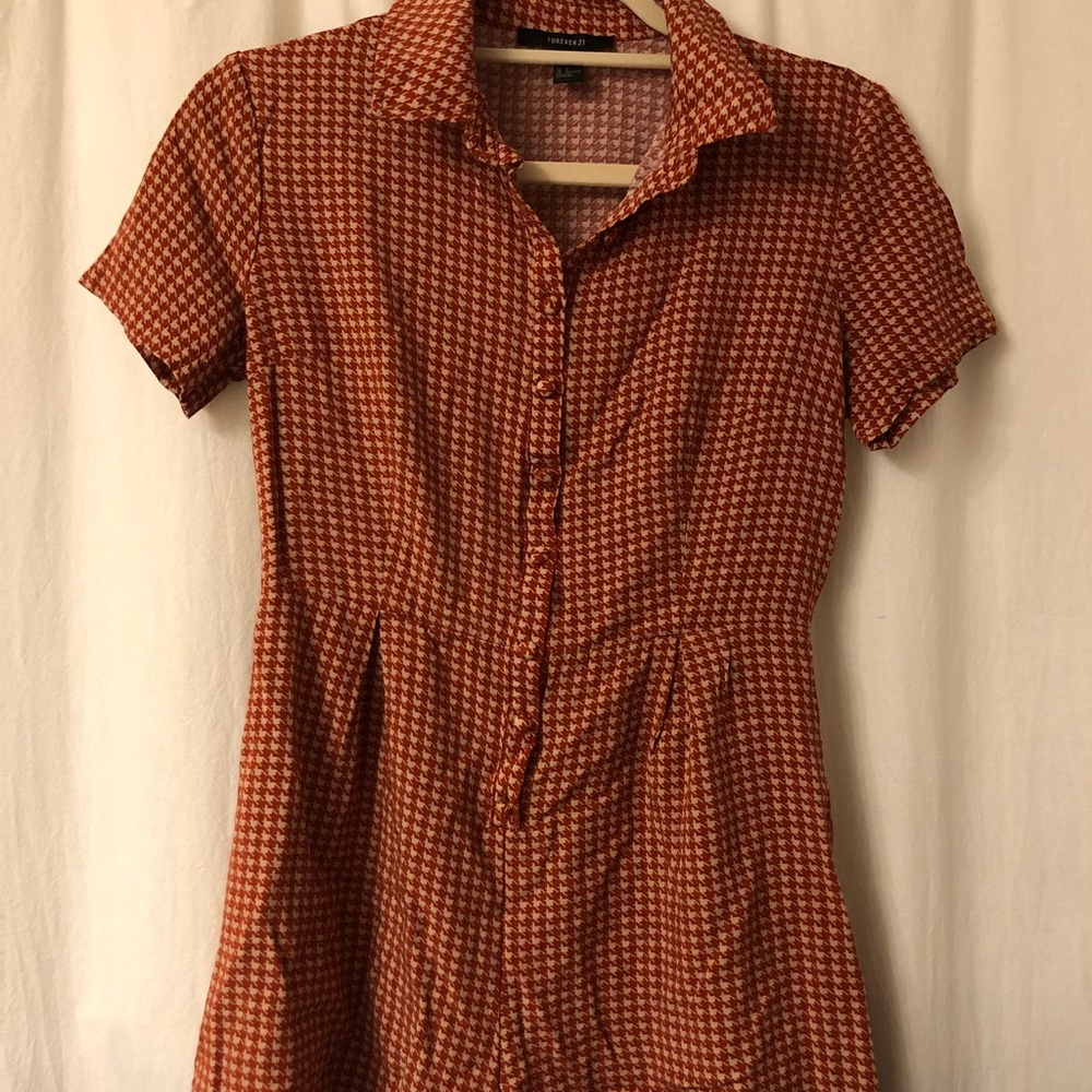 Brick Colored Houndstooth Romper